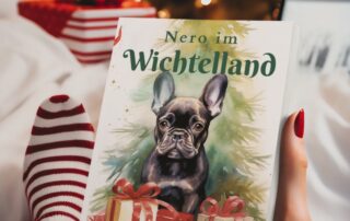 Buch "Nero im Wichtelland" bei weihnachtlicher Atmosphäre